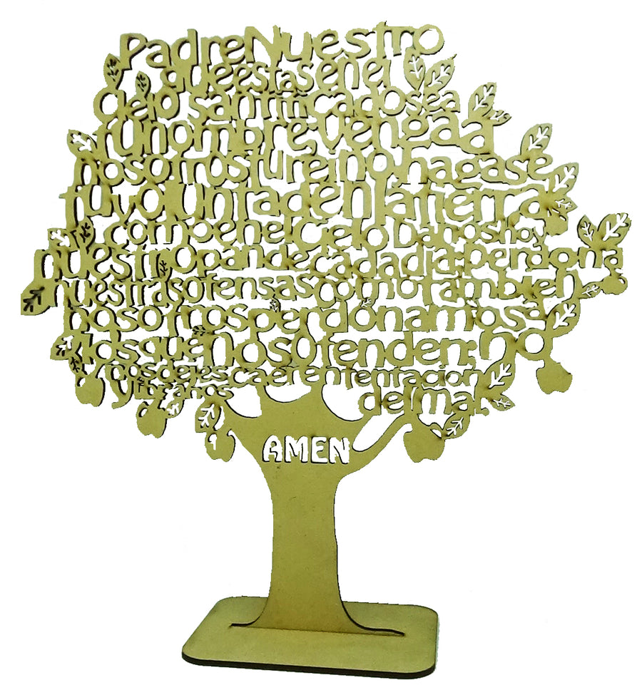 Cruz árbol "Padre Nuestro" de madera